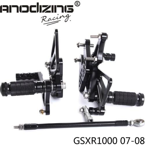 Full CNC Aluminum Motorcycle Adjustable Rearsets Rear Sets Foot Pegs For SUZUKI GSXR1000 2007 2008