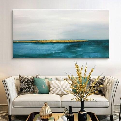Hand-painted modern art with landscape painting on the canvas beach sea wall pictures home decoration sea beach wall