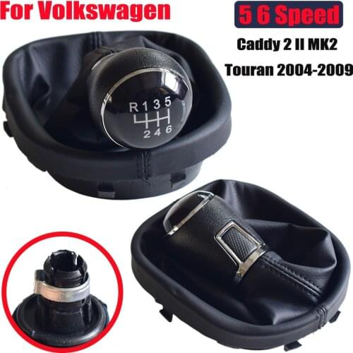 Manual Car 5 6 Speed Gear Shift Lever HandBall Shifter For Volkswagen VW Caddy 2 II MK2 Touran 2004-09 Leather With Gaiter Boot