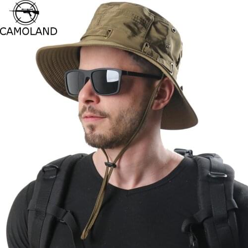 UPF 50+ Beach Cap Bucket Hat Men Women Boonie Hat Summer UV Protection Military Army Hiking Tactical Outdoor Sun Hat Fishing