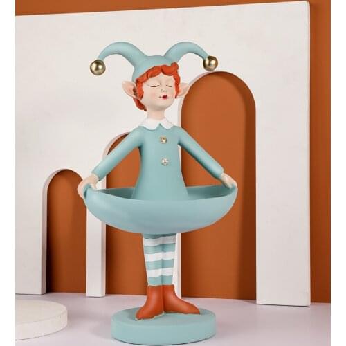 Elf Statue Magician Sculpture Figurine Decorate The Container with Key Candy At The Entrance Home Table Decoration Accessories