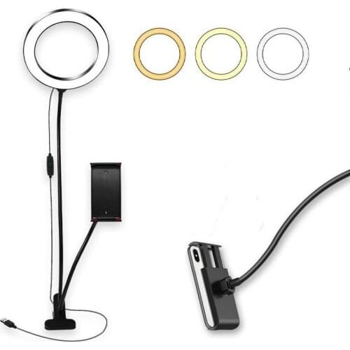 Large size 8"Selfie Led Ring Light Clip Stand w/Phone Holder Youtube Vedio Live Stream Makeup Photo Studio Desktop Lighting 20CM