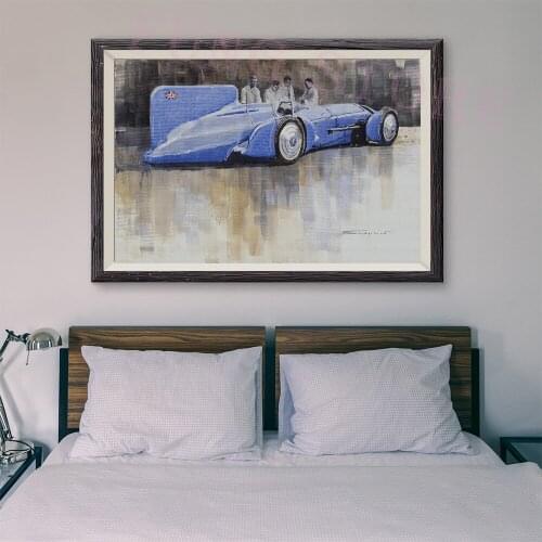 T153 Retro Racing Car Classic Painting Blue car 72 Custom Silk Poster Home Deco Wall Art Christmas Gift