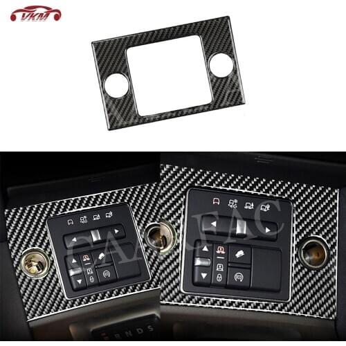 Carbon Fiber Interior Trim Cigarette Lighter Panel Decorative Cover Frame Sticker For Land Rover Discovery 4 LR4 2010-2016