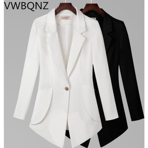 Spring Autumn OL professional casual blazer slim long-sleeve Single button elegant female coat solid casual Big size suit jacket