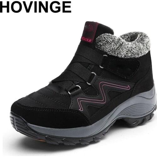 HOVINGE Winter women snow boots women warm push ankle boots female high wedge waterproof Boots shoes winter boots