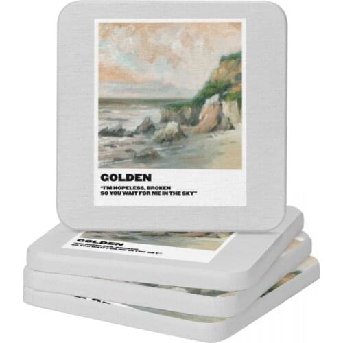 Golden Polaroid Diatomite Square Round Coaster Quick-drying Cup Bonsai Mat Soap Toothbrush Pad Wholesale Diameter 10cm