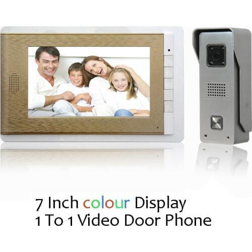 1 set) Video Door Phone Talkback 7 inch Screen Door Access Intercom 1 To 1 Door Bell Intercom Night Version Free Shipping