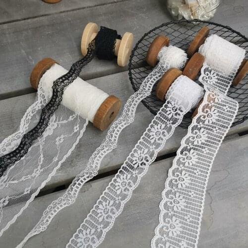 10Meters White Black Embroidery Delicate Mesh Lace Trims Flowers Edge Fabric Dress DIY Handmade Accessories Handcrafts