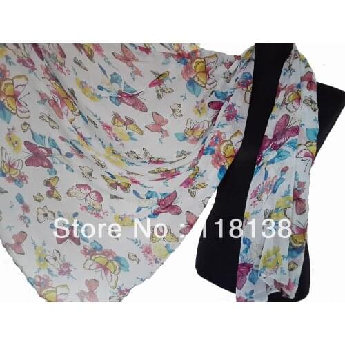 10pcs/lot Fashion Long Ladies Animal Colourful Butterfly & Floral Print Scarf Accessories , Free Shipping