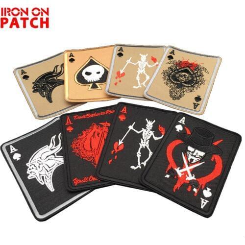 3Pcs Poker Viking Tarot Patch Band Vintage Ghost Patch Ironable Embroidered Patche For Clothes Badge Iron On Parches Skull Patch