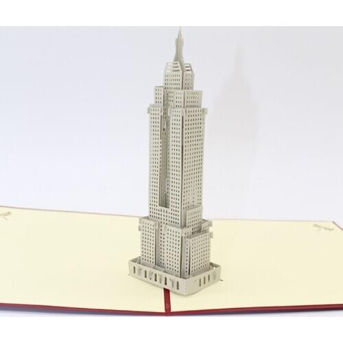 3D Laser Cut Handmade Carving Empire State Building Paper Invitation Greeting Card PostCard Children Kids Creative Gift Souvenir
