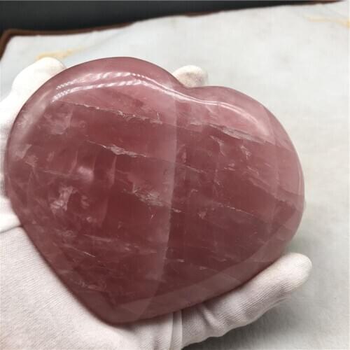 641g Natural high quality rose quartz folk crafts crystal heart shape stones