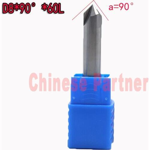 8mm*90degree HRC50 Solid carbide chamfering milling cutter Chamfer route bits for Aluminum knife tools