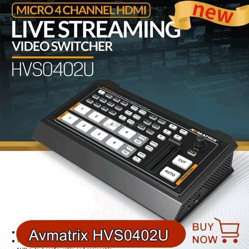 Avmatrix HVS0402U NEW 4 Channel HDMI Video Switcher Live Atreaming Qith Luma key Chroma key Downstream key FTB/ PIP for Tally