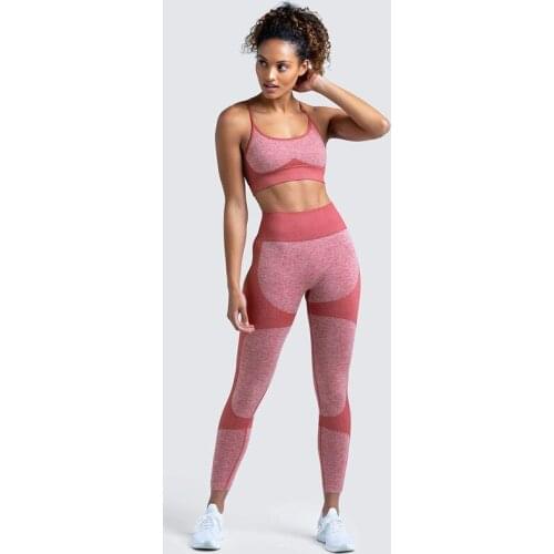 Lycra Seamless Yoga Set Women Fitness Bra Top Sportswear Woman Gym Leggings Push Up Strappy Sexy Sports Suits workout set
