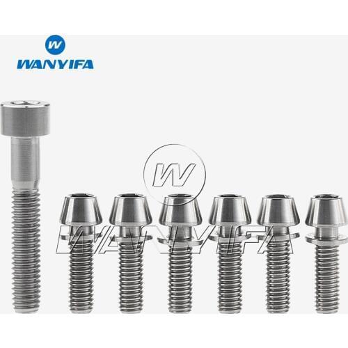 Cylindrical Head Titanium Bolt Screw M6X35mm 1Pcs + 6Pcs Tapered M5x18mm Ti Bolts Screws with 6Pcs Washers for Bike Bicycle