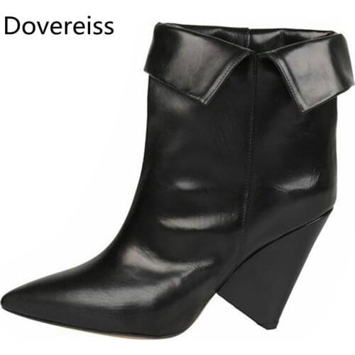 Dovereiss Fashion Womens Shoes Winter Sexy Elegant Wine red Strange style heels new Ankle boots Ladies Boots Mature 33-43