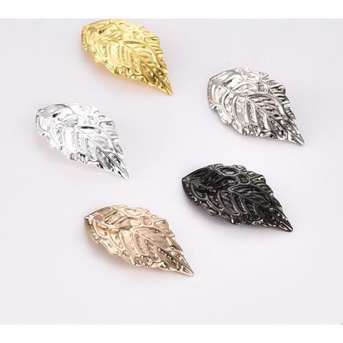 50 pieces of 5 colors 10 * 18MM filigree leaf pendant DIY brass necklace pendant embossed