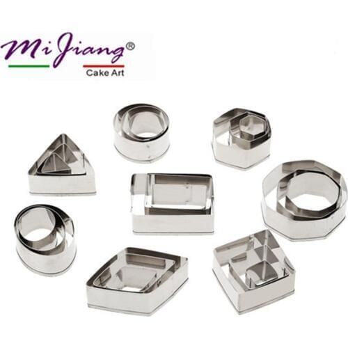 Mijiang 24pcs Set Stainless Steel Cookie Cutter Mold DIY Fondant Cake Decorating Tools Geometry Shape Sugar Biscuit Moulds