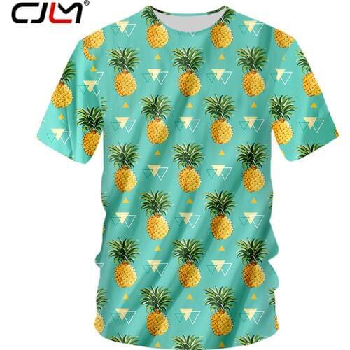 CJLM Mens Tshirts Green 2018 Summer Top Full Print Fruit Pineapple 3D T Shirt Casual Short Sleeve O Neck Shirts Camisetas Hombre