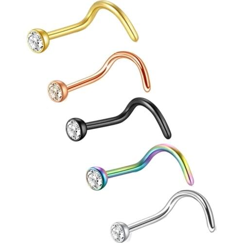 JUNLOWPY Punk Style Piercing Nose Lip Jewelry Body Jewelry For Man Women Studs 2mm Rose Black Rinbow Screw Nose Stud Pin