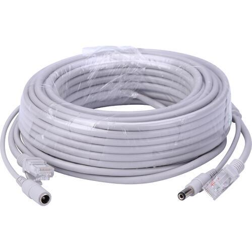 Hamrolte 5M/10M/20M/30M Optional 2.1mm/5.5mm jack RJ45 + DC Power Extension Ethernet CCTV Cable For IP Cameras NVR System