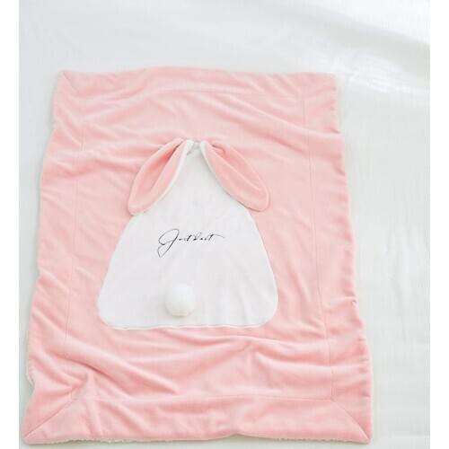 Cute Rabbit Ear Blanket Soft Warm Fleece Swaddle Infantil Wrap Monthly Kids Quilt Baby Toddler Bedding Blankets Stuff For Child