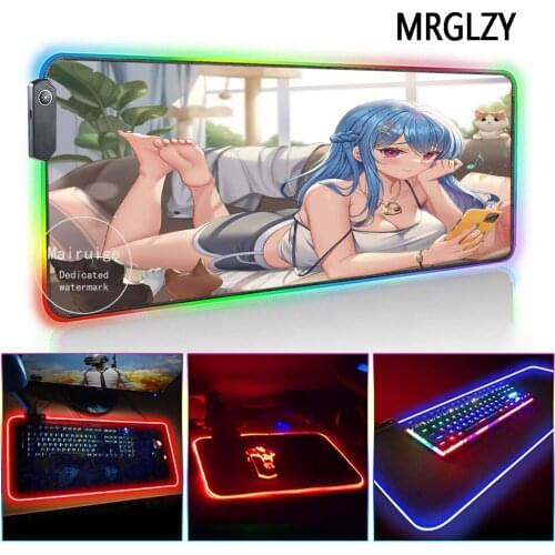 MRGLZY Anime Sexy Cute Busty Girl Mouse Pad LED Light RGB Gamer Drop Shipping XXL DeskMat Gaming Accessories for Laptop Keyboard