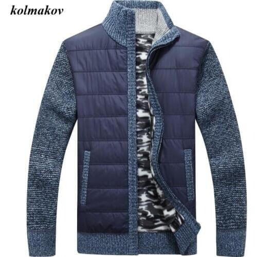 KOLMAKOV New Arrival Autumn And Winter Style Men Leisure Sweaters High Quality Splice Zippers Warm Sweaters Mens Sweatercoat
