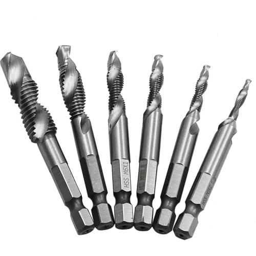 6 piece M3-M10screw bit Hss screw strawberry deburring set metric combination bit high speed steel1/4 IN fast hex replacement