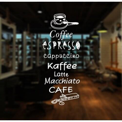Coffee Shop Sticker Bean Milk tea Decal Cafe Cup Vinyl Art Wall Decals Decor Mural Decoration Break Coffee Glass Decals CA1005