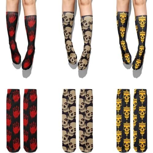 New Punk Skull Compression Socks Unisex Street Style Hip-Hop Skateboard Crown Specter Calf Socks Cool High Quality Cotton Socks
