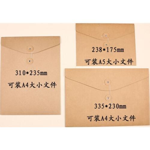 30pcs Natural Kraft Paper File Folder Book A4/ A5 size Case Bag Business File Document Bag For Office Student Supplies
