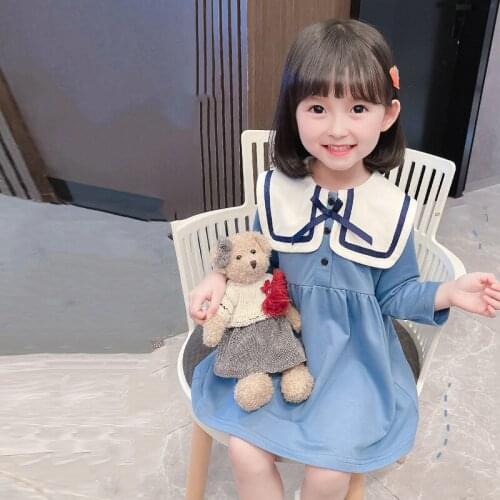 Girl Dress Kids Baby Gown 2021 Blue Spring Autumn Toddler Formal Party Outfits Sport Teenagers Dresses Cotton Children Clothing
