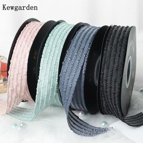Kewgarden 1" 25mm DIY Hair Bow Accessories Dot Stripe Satin Ribbon Handmade Tape Riband Flower Packing Webbing 16 Yards