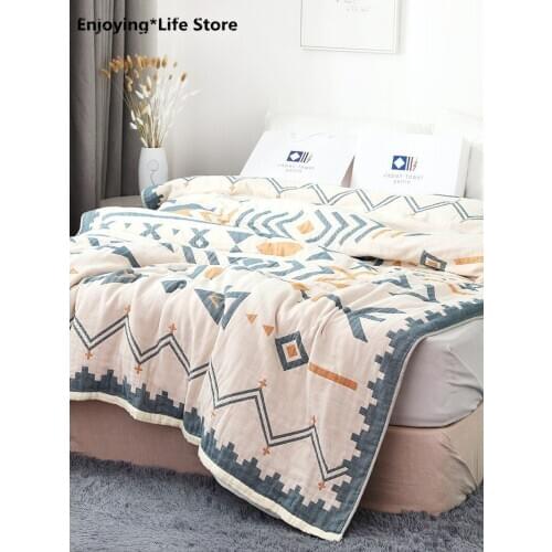 Six-layer Cotton Blanket Thickened Towel Quilt Single Double Air Conditioning Quilt Cotton Breathable Towel Blanket Dormitory