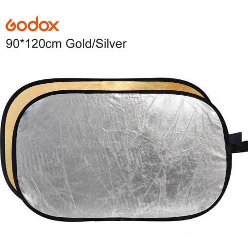 Godox 2 in 1 90*120cm/35" x 47" Photography Gold Silver Light Mulit Collapsible Portable Photo Reflector for Studio Flash Lamp