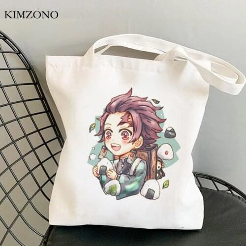 Demon Slayer Kimetsu No Yaiba shopping bag canvas bolsas de tela shopping shopper bag foldable reciclaje net cloth sac toile