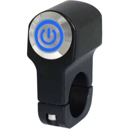 22mm LED Blue Light Motorcycle Handlebar Headlight Switch Fog Light ON/OFF Button Waterproof For Sport Dirt Electric Bike