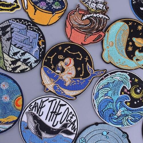 Astronaut Patch Iron On Patches For Clothing thermoadhesive patches Stickers Stripes Appliques Embroidered patches On Clothes