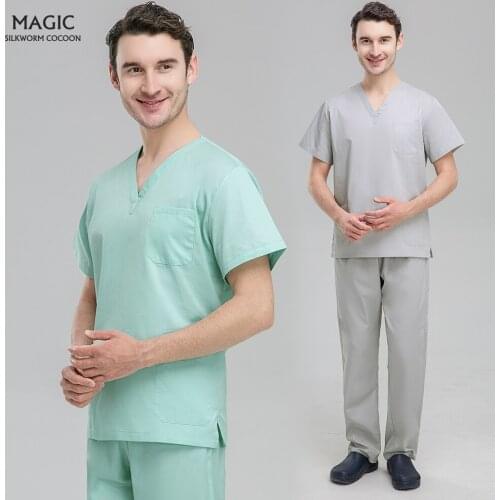 Multiple Pockets Scrubs Women Uniforms Pet Hospital Doctor Nursing Work Wear Dental Scrub Uniforms Nurse Work Clothing Woman Man