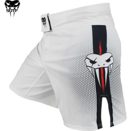 SOTF mma Adults Venomous snake White Red geometric boxing shorts Tiger Muay Thai mma shorts boxing clothing fight shorts sanda