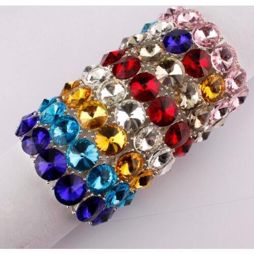 ZWPON Fashion Adjustable Glass Crystal Elastic Bracelets Bangles for Women Multicolor Crystal Dot Bracelets Feamle Jewelry