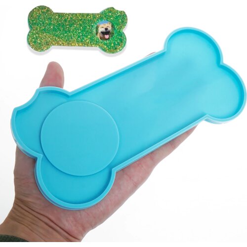 1PC Dog Bone Shape Silicone Monument Mold, Resin Pet Tombstone Mold, Dog Photo Frame 10370050