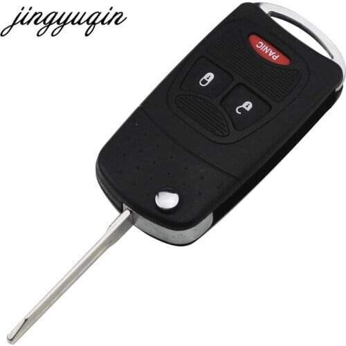 Jingyuqin 10pcs 3 Button Flip Key shell For Chrysler For Jeep fit Dodge Ram 1500 Caliber Nitro Ram 2500 3500 Fob Case