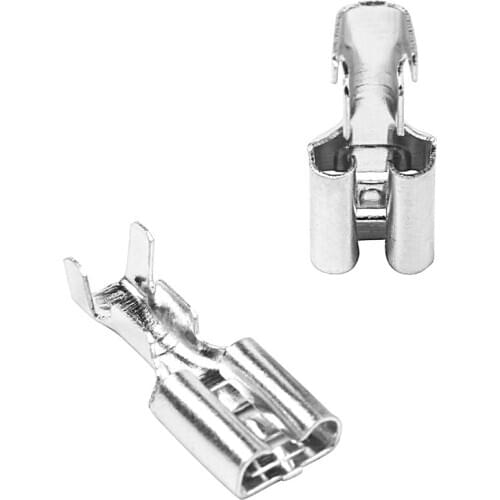 100 x 6.m Uninsulated Female Spade Push On Crimp Terminal Non Insulated 2.5mm²