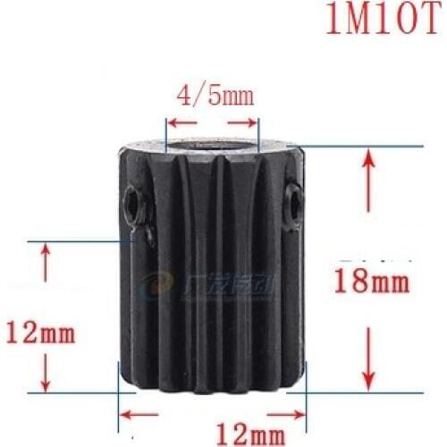 2pcs 1M10T 1 Mod 10 Teeth Spur gear metal motor boss gear inner hole 4/5 gear rack transmission RC