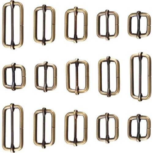 20pcs/set Iron Adjuster Slides Tri-glides Wire-Formed Buckles Roller Pin Buckles Slider Strap Adjuster for DIY Belt Accessories