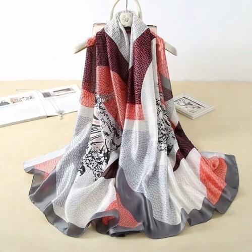 2021 New Satin Long Shawl 180cm Silk Print Scarf Women Face Cover Reusable Scarfs For Ladies Zebra Luxury Brand Scarf